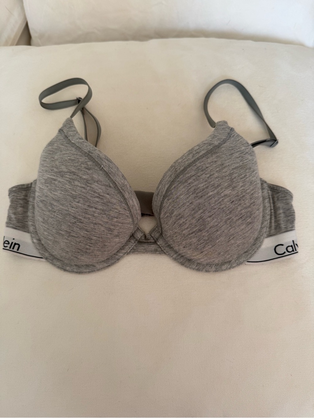 Calvin Klein Heather Gray Padded Bralette with Logo Band